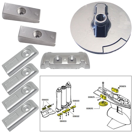 Tecnoseal Anode Kit w/Hardware - Mercury Verado 6 - Aluminum 20816AL